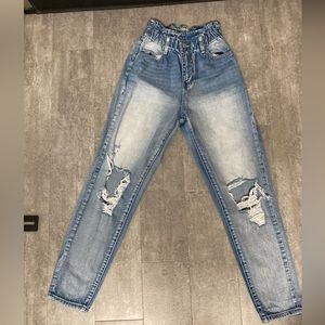 Kancan Women’s Small High-Rise Paper bag waisted Jeans